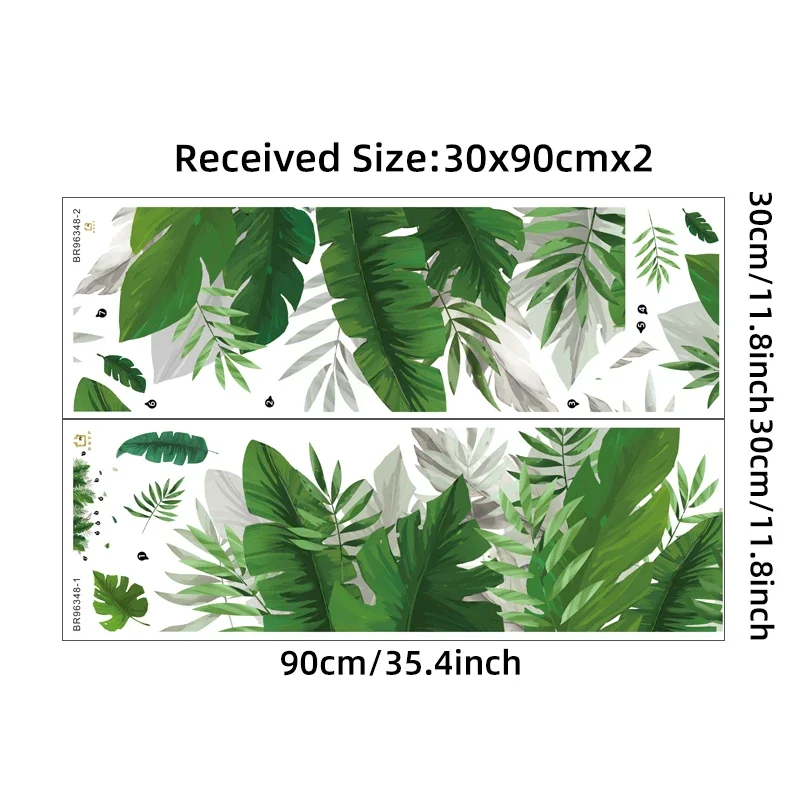 150x70cm Tropical Leaves Palm leaves Green Plants Wall Stickers for Living Room Bedroom Home Decorative Stickers Home Decor pvc