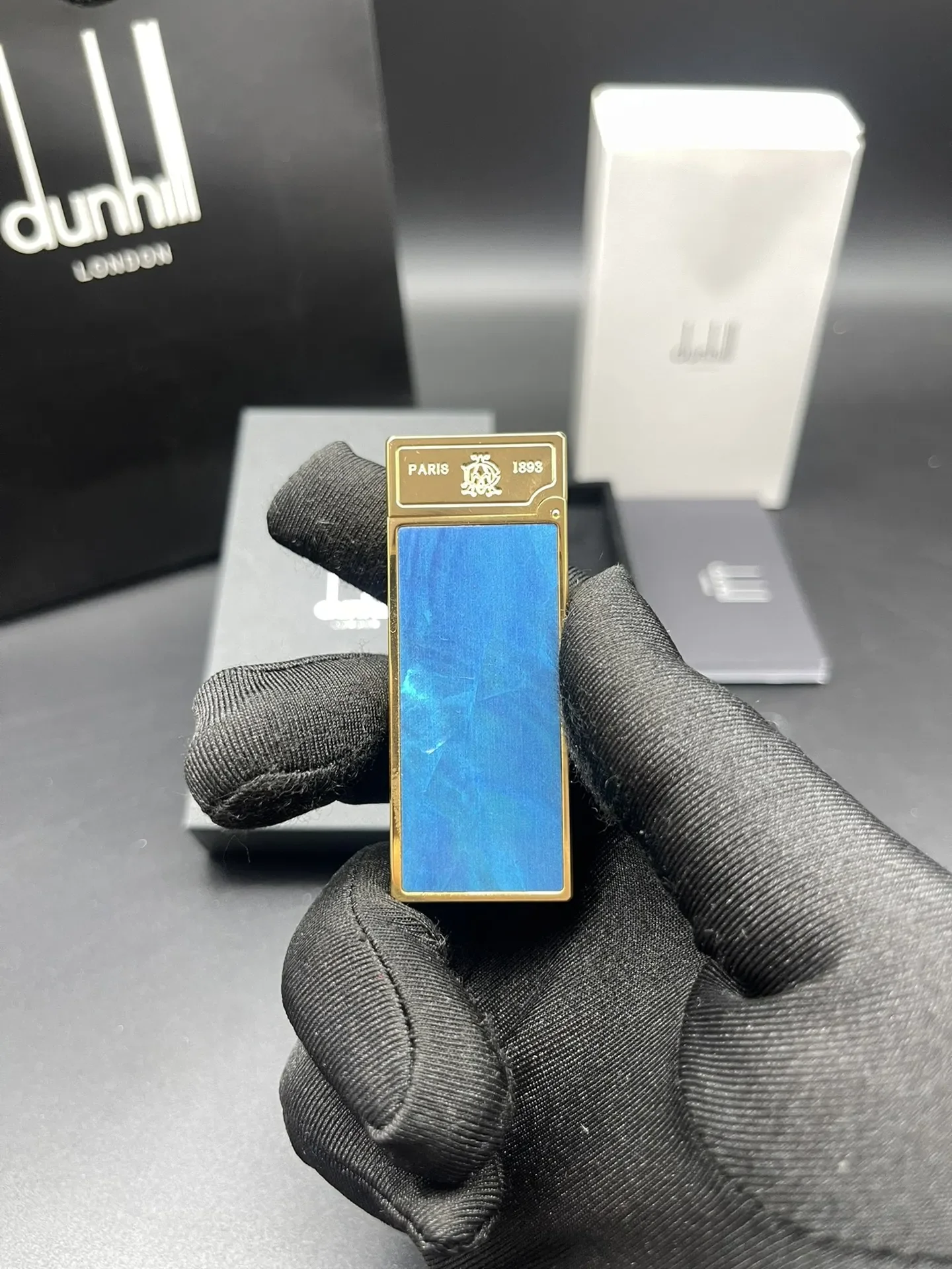 

Dunhill Gold Blue Bay Pattern Металлическая кухонная ветрозащитная зажигалка для барбекю, подходит для мужских подарочных аксессуаров для сигарет