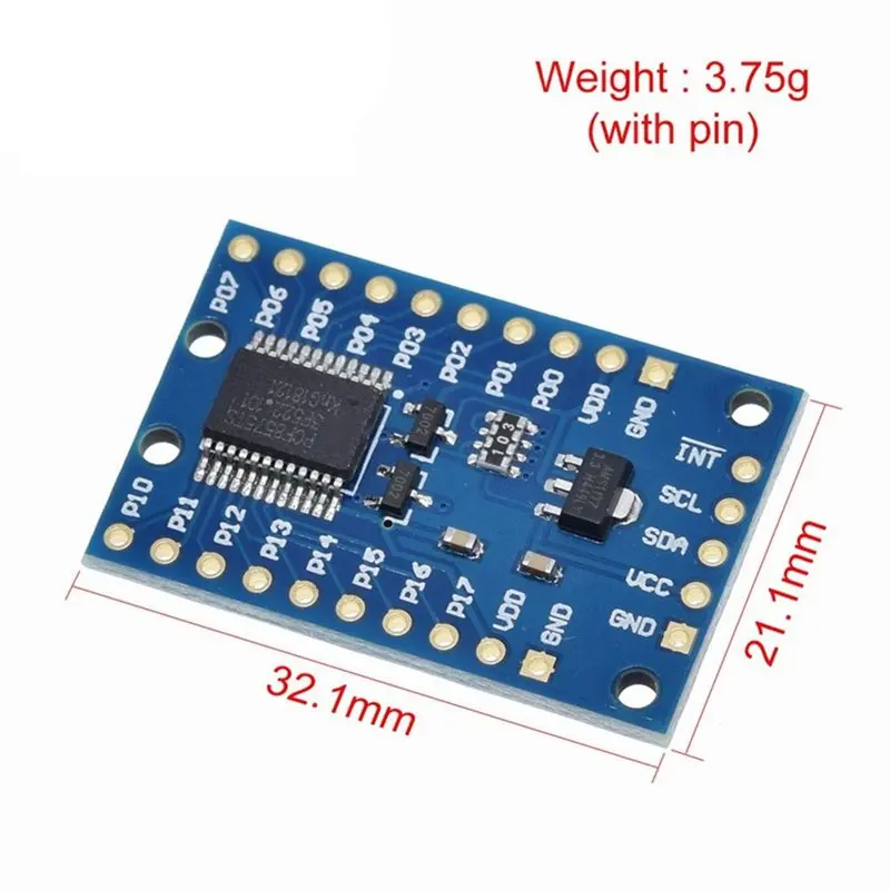 DT22 for I2C 16-IO Digital Input Output Extension Board PCF8575 IO Expander Module 2PCS for Arduino IIC