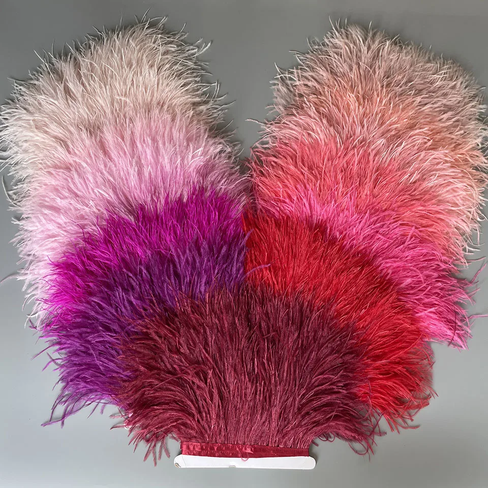 Ostrich Feathers Trim 10 Meter 13-18 CM Feather Plumes Ribbon Selvage For DIY Wedding Dress Decoration Crafts Accessories