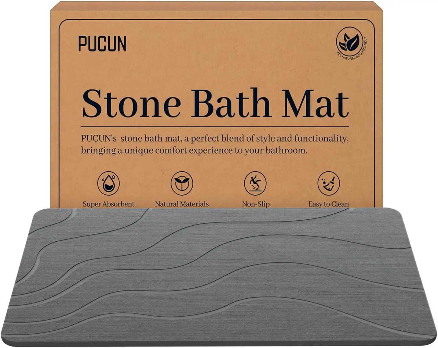 

Stone Bath Mat Diatomaceous Earth Non-Slip Shower Mat,Quick Drying Diatomite Bath Stone Mat for Bathroom Floor -Super Ab