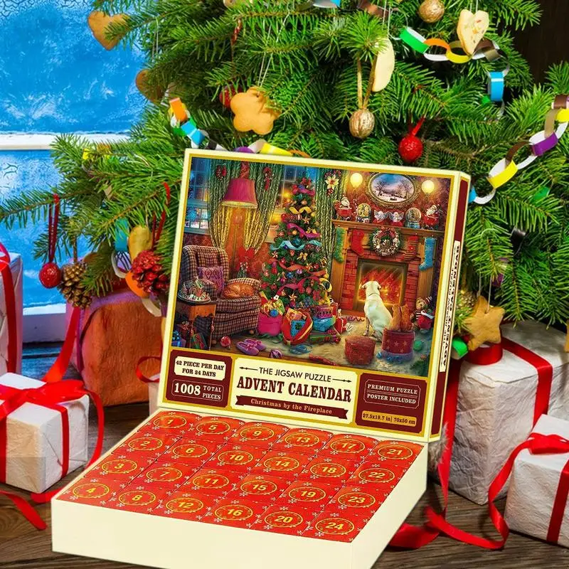 Advent Calendar 2023 Christmas Jigsaw Puzzles,24 Days Surprise Christmas Countdown Calendars Christmas Gifts Home Decoration