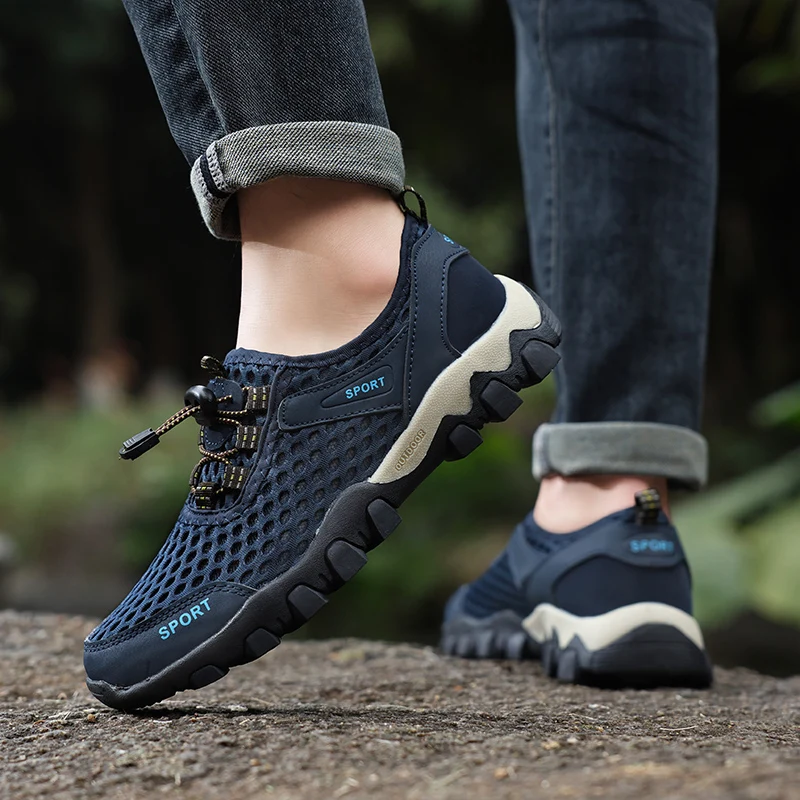 Outdoor Hiking Shoes for Men, Breathable Mesh Sports Shoes, Quick-Dry Water Shoes, Lightweight Trekking Shoes, Wear-Resistant Non-Slip River Tracing Shoes, Stylish Hollow-Out Casual Large Size Shoes 3 image 6