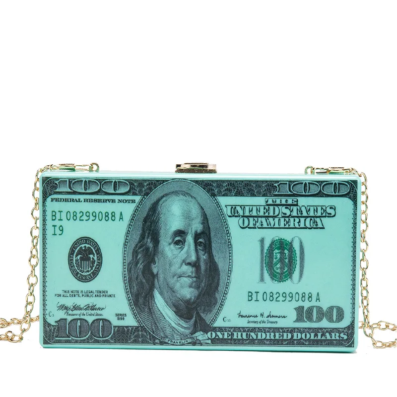 

Fashion Personality Fun Dollar Crossbody Acrylic Clutch Bag Chain Shoulder Women's Bag Bolso Mano Mujer Verano Cartera De Fiesta
