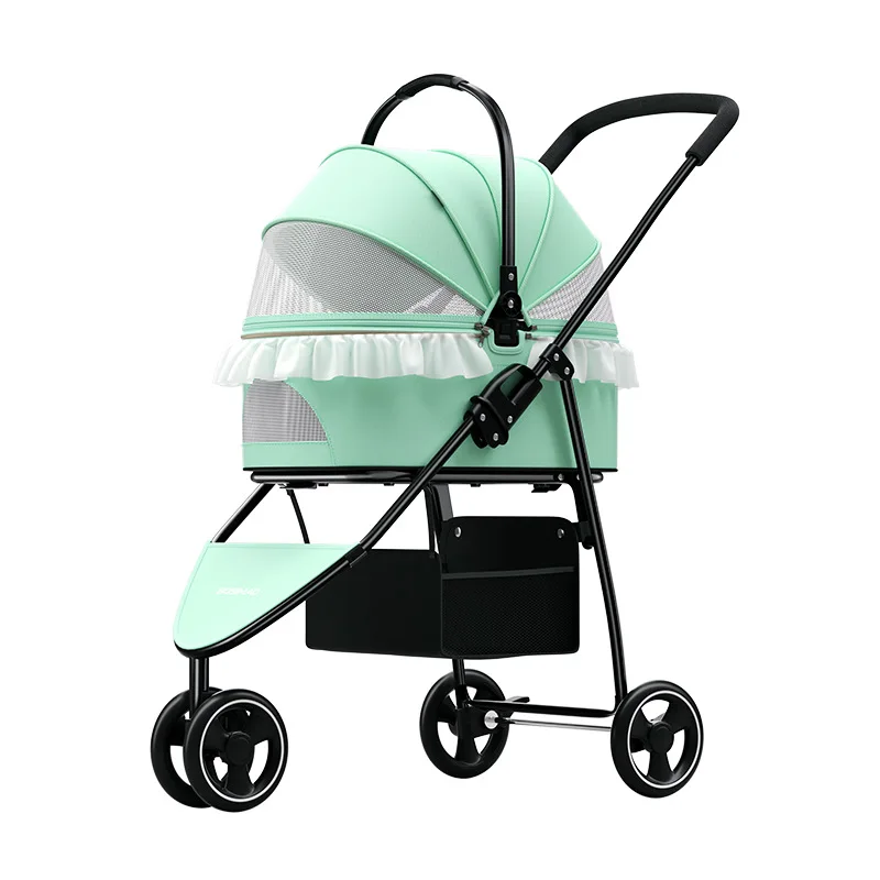 

Pet cart Lightweight detachable folding DIY lace decorative cat cart