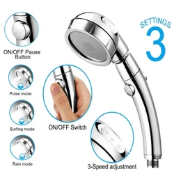New 3 Modes Adjustable Bath Shower Head High Pressure Rain Water Saving Luxury Home Hotel Sprayer Faucet Bathroom Shower Head