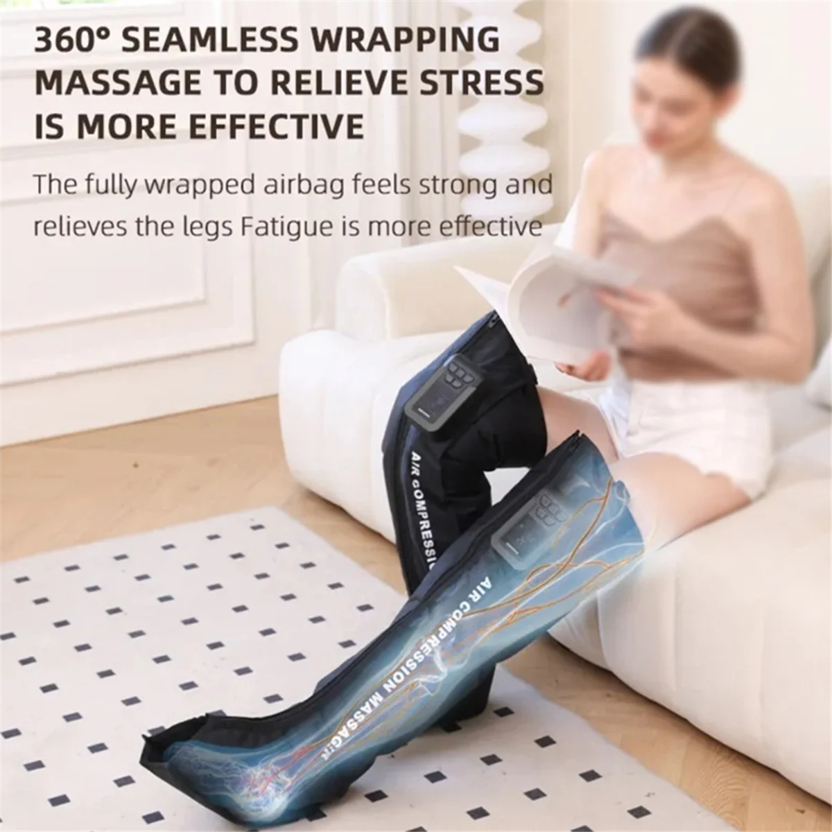 FZFZ اللاسلكي الساقين والقدمين تدليك الهواء العلاج الانتعاش الأحذية تداول ضغط الهواء كامل آلة تدليك الساق L الحجم