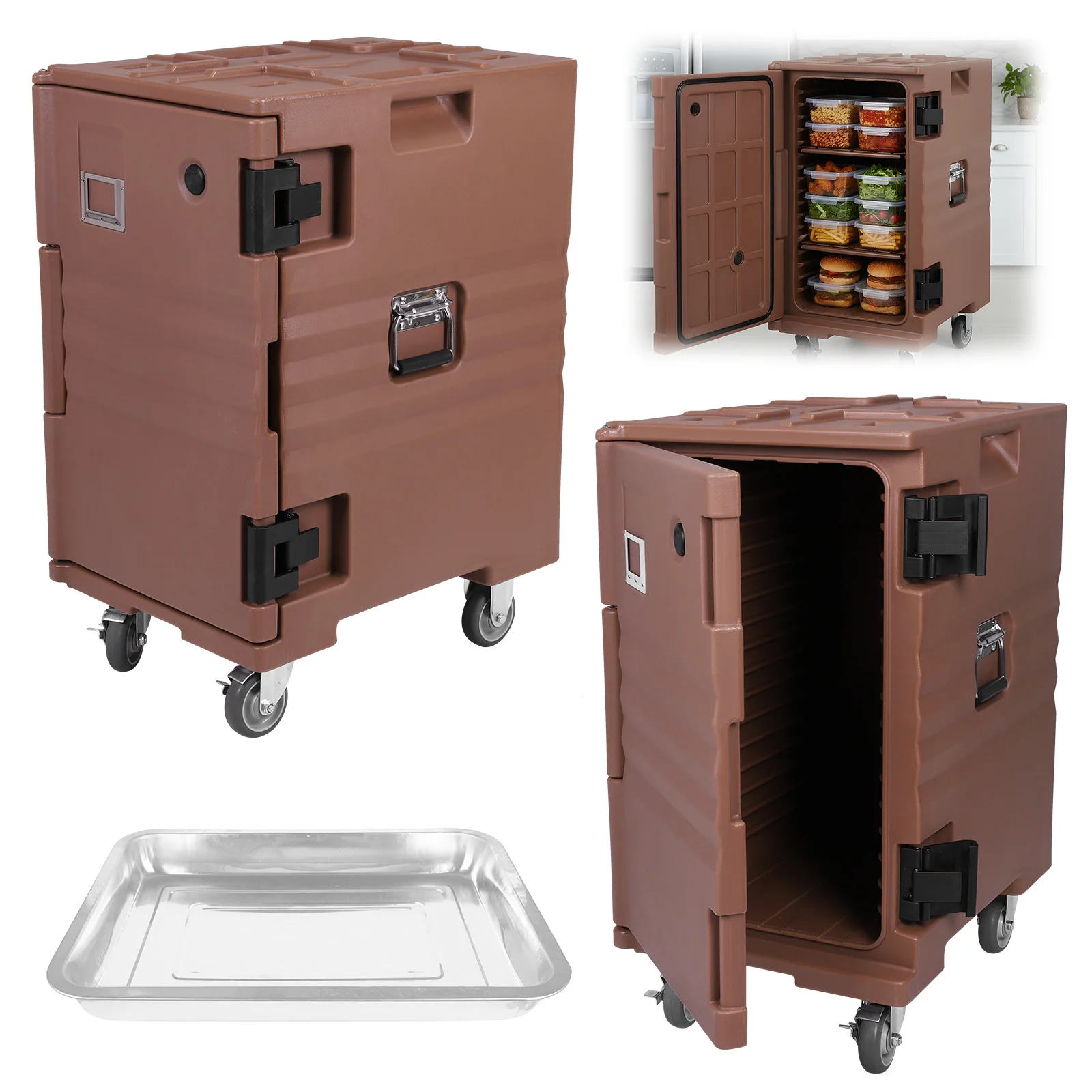 Insulated Food Pan Carrier Stackable Hot Cold Food Transport Container with Wheels Handles for Catering Restaurant Canteen Party