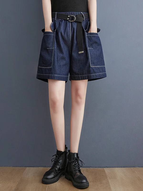 

Loose Wide Leg Jeans orts Women's Summer Faion plus Size Elastic Waist Casual Slim Straight Leg Pants