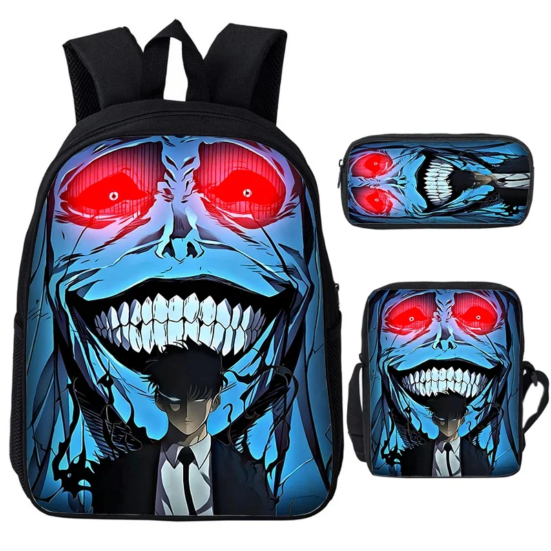 Solo Leveling IGRIS Child Backpacks Shoulder Bag Pencil Case 3pcs Set Large Capacity School Bags for Boys Girls Travel Daypacks