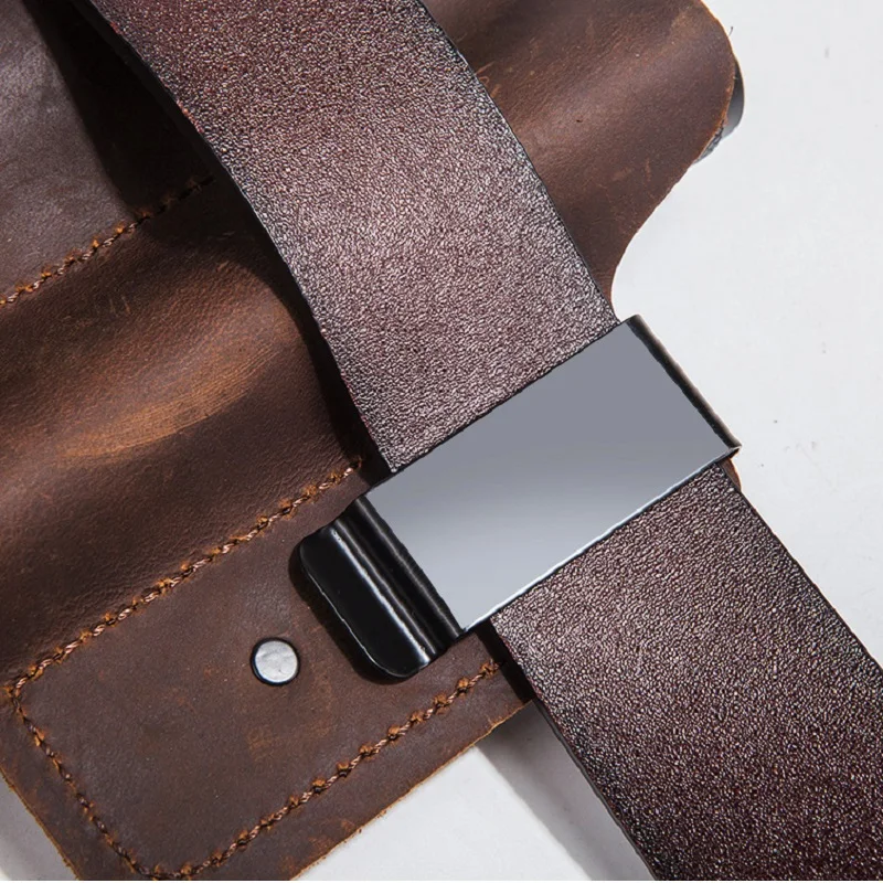 Imagem -03 - Couro Genuíno com Fivela Coldre de Cinto Portátil ao ar Livre Bolso Multifunções Tático Edc Multitool Bainha Bolsa de Caça