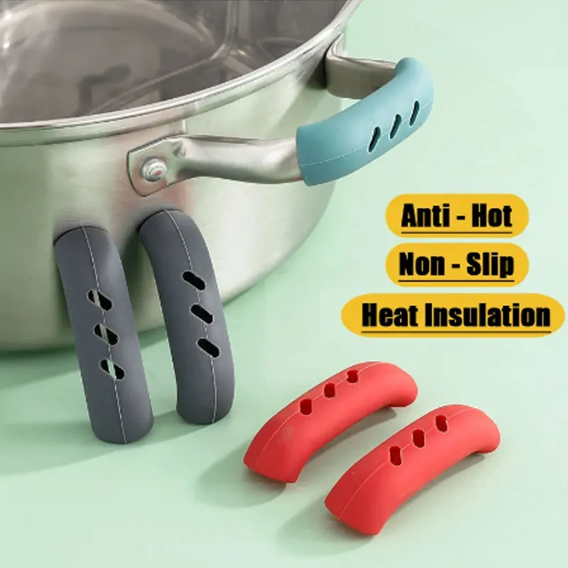 

2/4/8Pcs Silicone Pan Handle Cover Heat Insulation Covers Pot Ear Clip Non-slip Steamer Casserole Pan Handle Holder Kitchen Tool