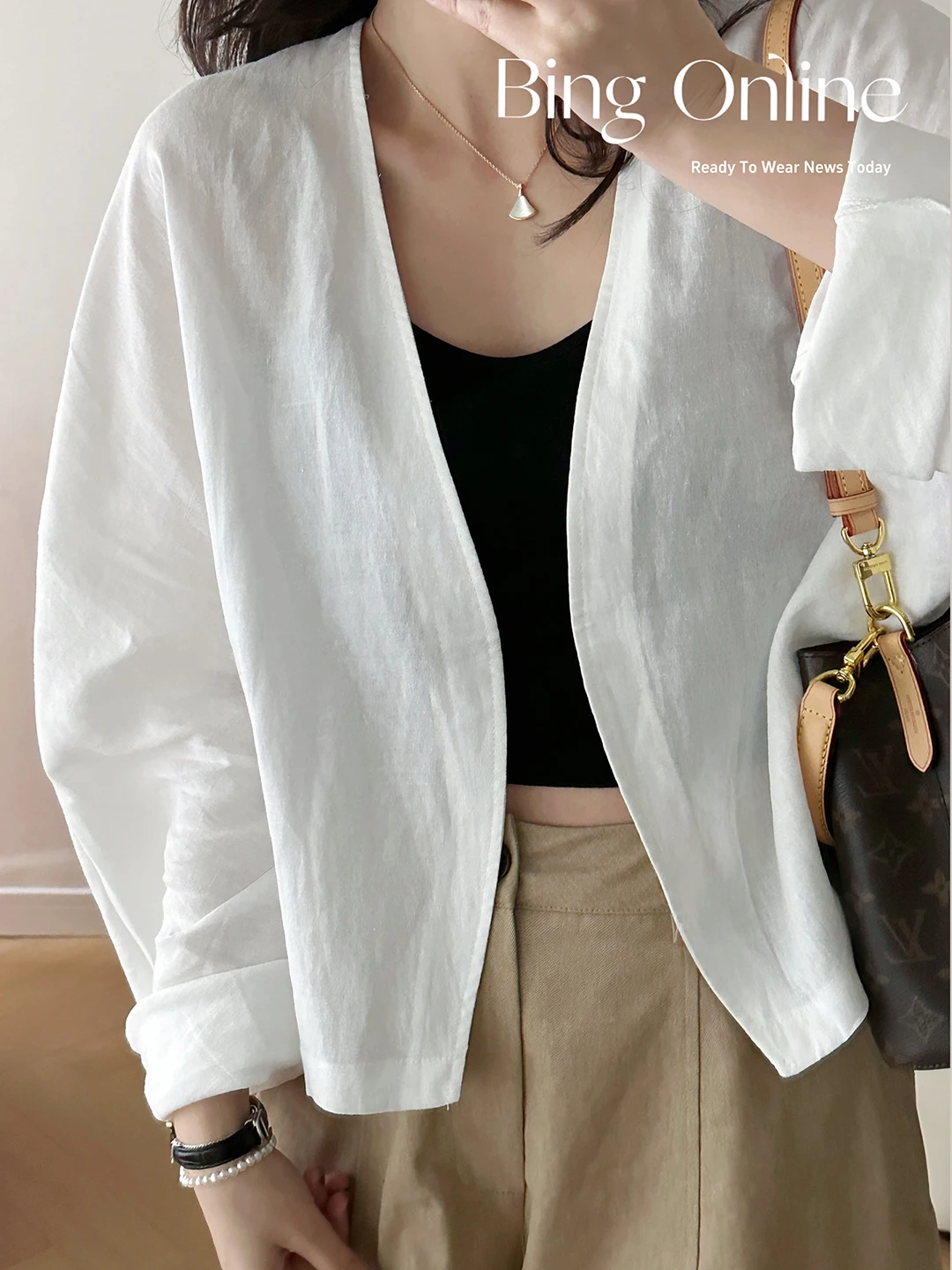 

Sun Protection Linen Shirt Women's Long Sleeve Open Cardigan Short Lightweight Jacket Minimalist Style No Button Simple Design