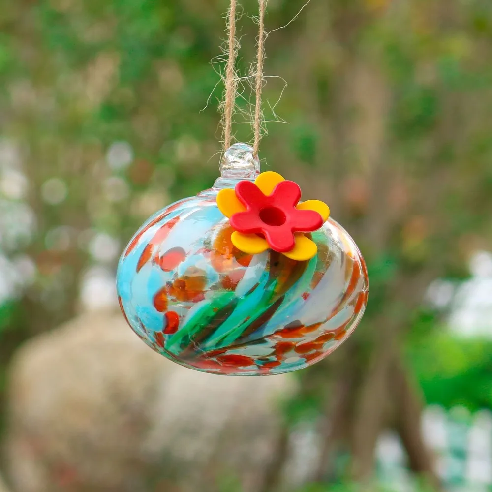 Comedero creativo de colibrí en forma de gota, bola de cristal colgante para pájaros, alimentador automático, práctico contenedor de agua para jardín y patio