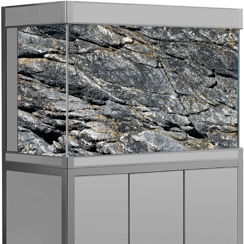 

Aquarium Background Sticker Black Stone Grain Poster Fish Tank Decoration Self Adhesive Wallpaper 3d Background