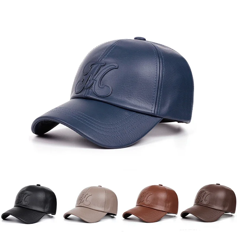 

PU Leather Hat Men's Four Seasons Universal Baseball Cap Adjustable Duck Tongue Cap Commuting Out Travel outdoor hat