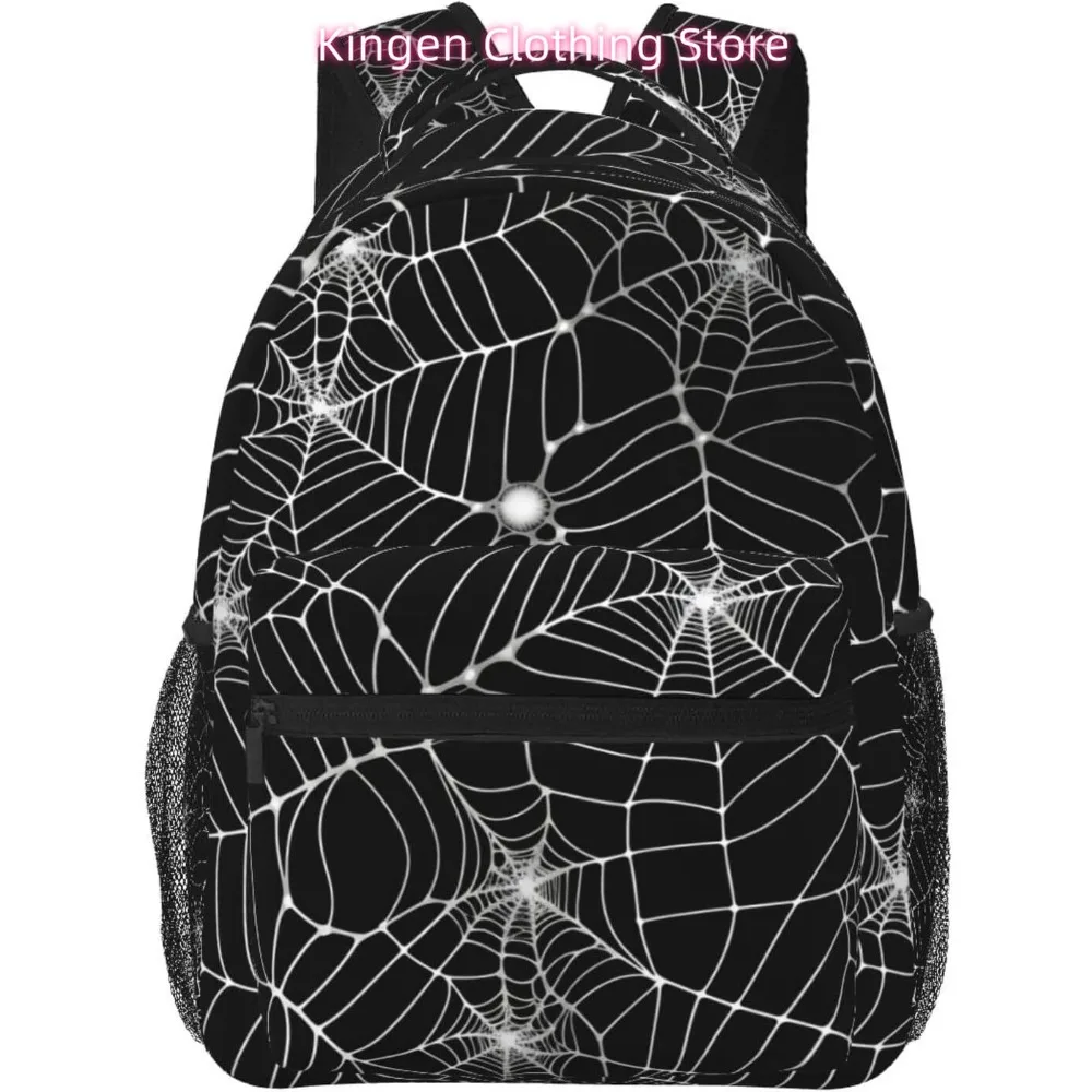 Halloween White Spider Web Lightweight Laptop Backpack Lightweight Multipurpose Travel Casual Daypack Unisex College Backapcks f