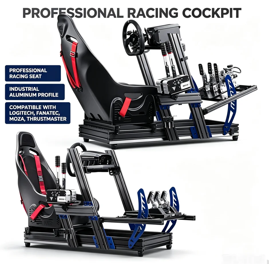 4080 40120 40160 Aluminum Sim Racing Full Cockpit 4DOF Motion Simulator Racing Driving Rig Compatible With PS4 PS5 PC Gaming