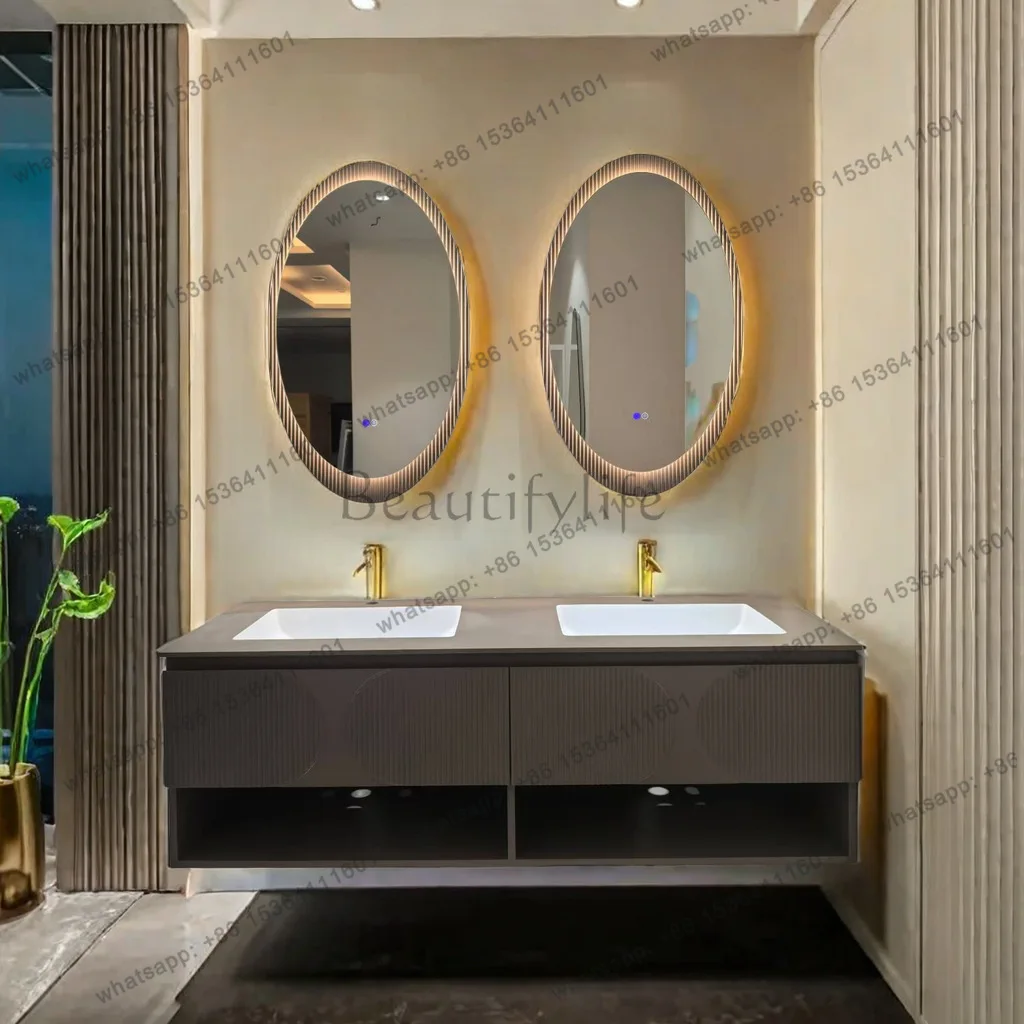 New double basin bathroom cabinet one can be customized size wash face wash hand bathroom cabinet combination