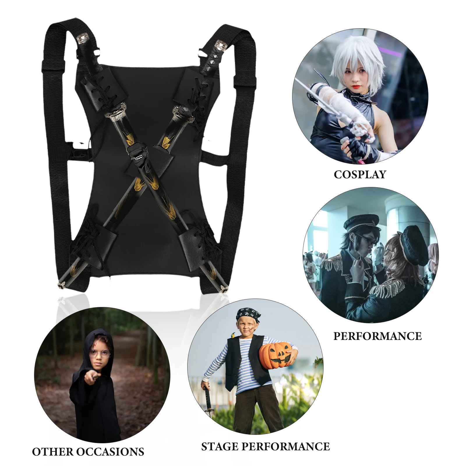 Estuche para espada con correas dobles, mochila con arnés Universal, Cosplay para niños y hombres, almacenamiento de herramientas