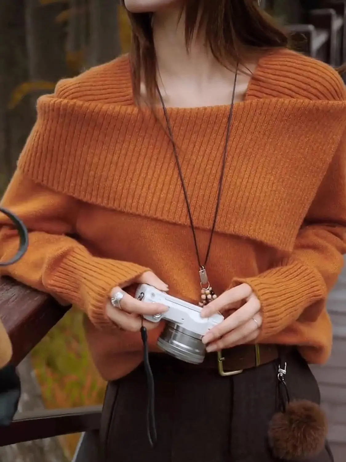 سترة نسائية محبوكة فريدة من نوعها بتصميم كوري غير متماثل للخريف والشتاء، مادة عالية الجودة، رفيعة وعادية #4