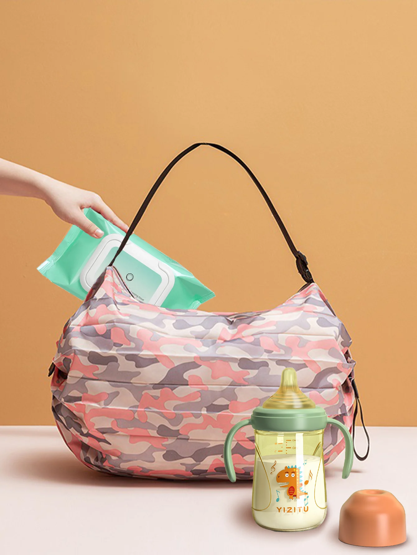 Portable Waterproof And Foldable  Mommy Storage Bag  Suitable For Travel And Shopping