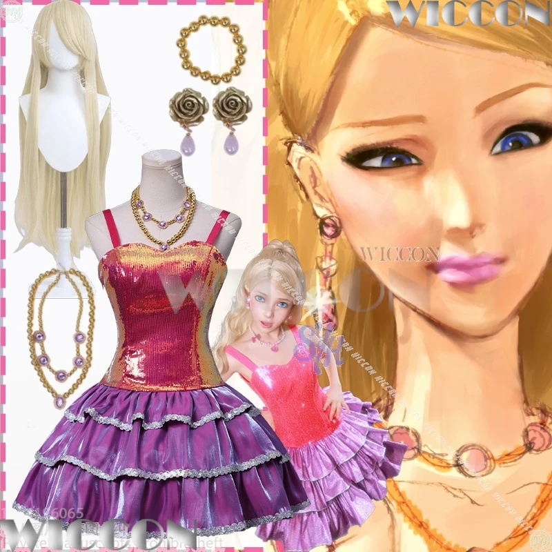 

Принцесса Девушки Лолита Хэллоуин Cos Аниме Мечта Фильм Houseee Косплей Мода Ярко-Розовый Мини-слинг Топ Сверкающее Платье Y2K Торт