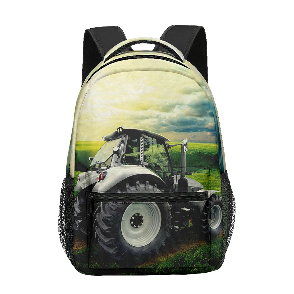 Trendy Popular Funny Tractor pattern student Bookbag Notebook Backpacks 3D Print Oxford Waterproof Boys/Girls Travel Backpacks
