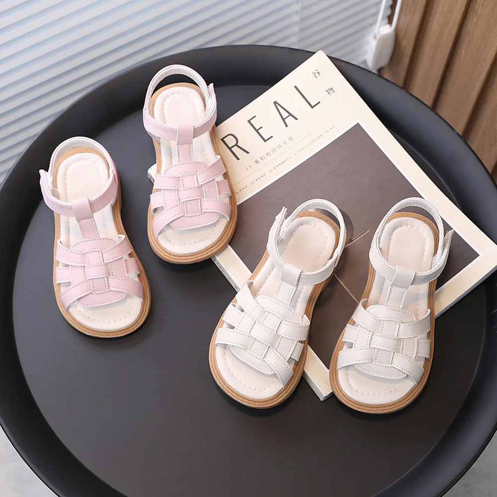 Sandales plates antidérapantes pour filles, nouvelles chaussures d'été pour bébés, chaussures de danse pour enfants, H714