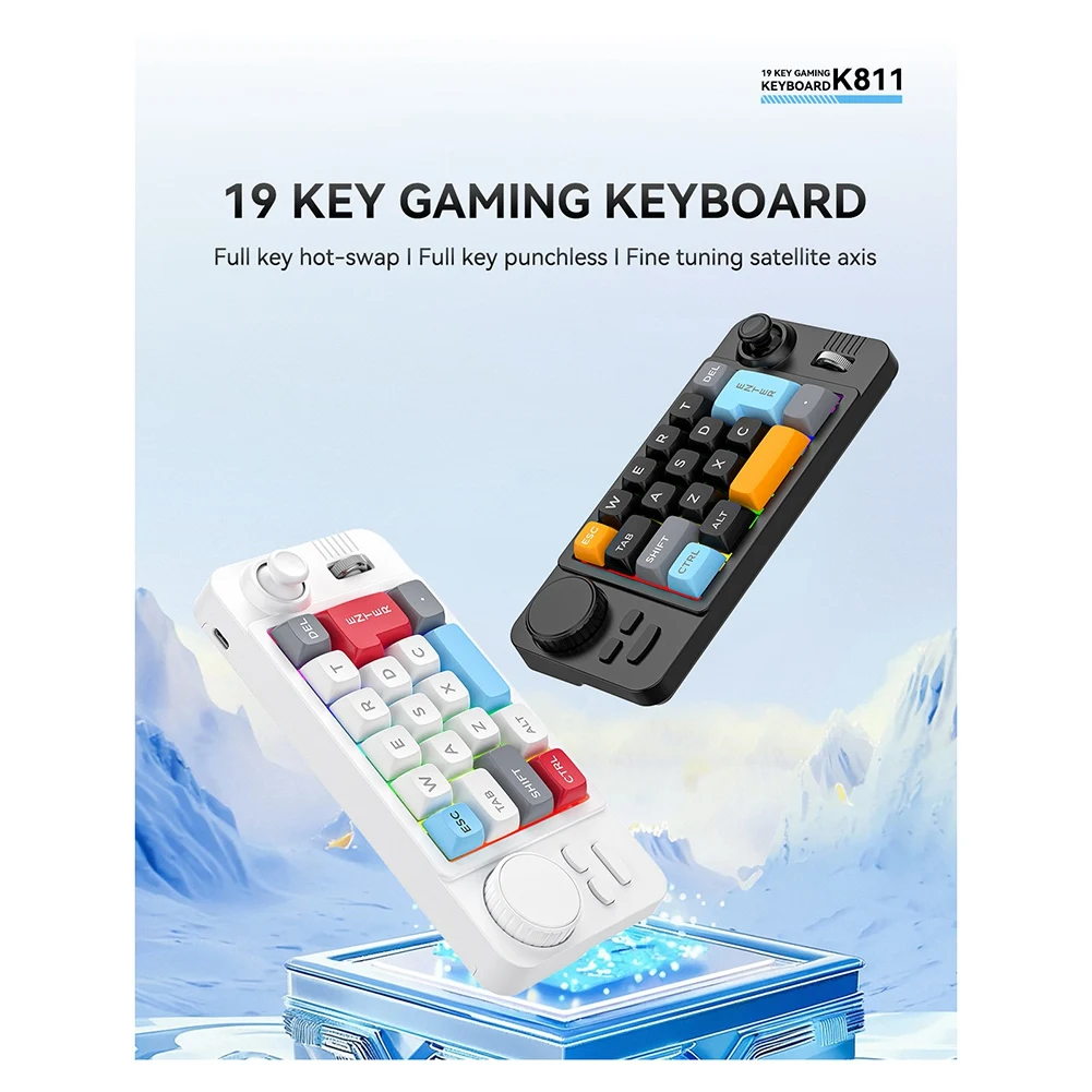 

A010 19-Key Macro-Defined Joystick Dual-Wheel RGB Hot-Swappable Macro-Defined Wired Mechanical Gaming Keyboard for Win10 B