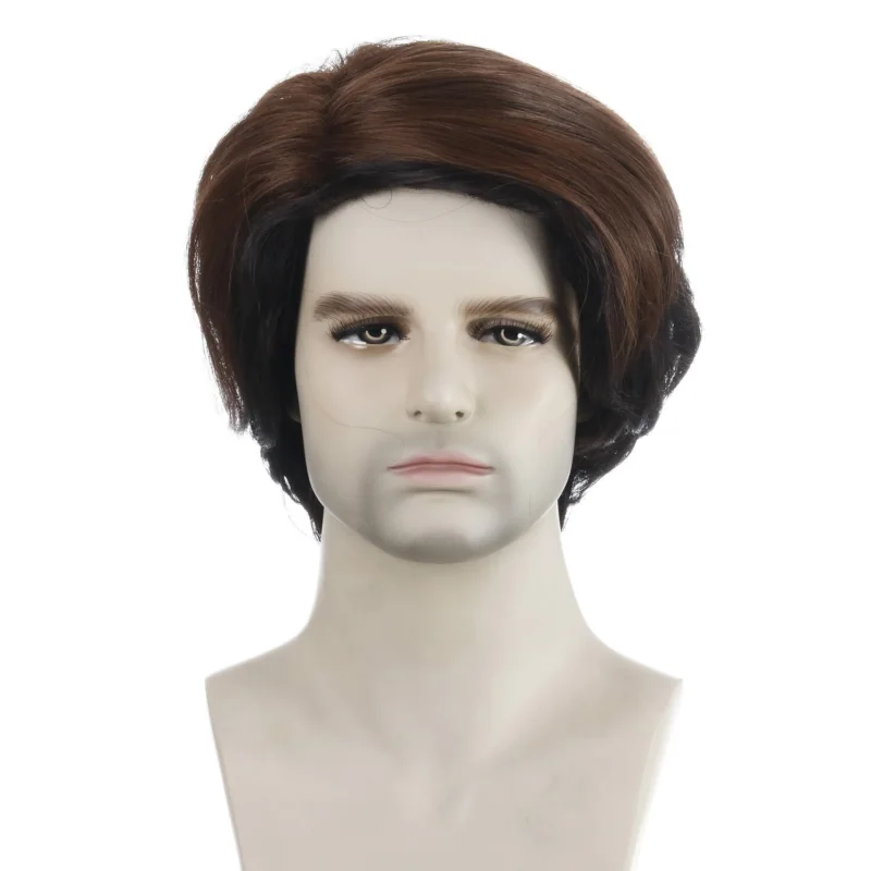 Parrucche sintetiche per cosplay con parrucca soffice a strati naturali marrone corto da uomo