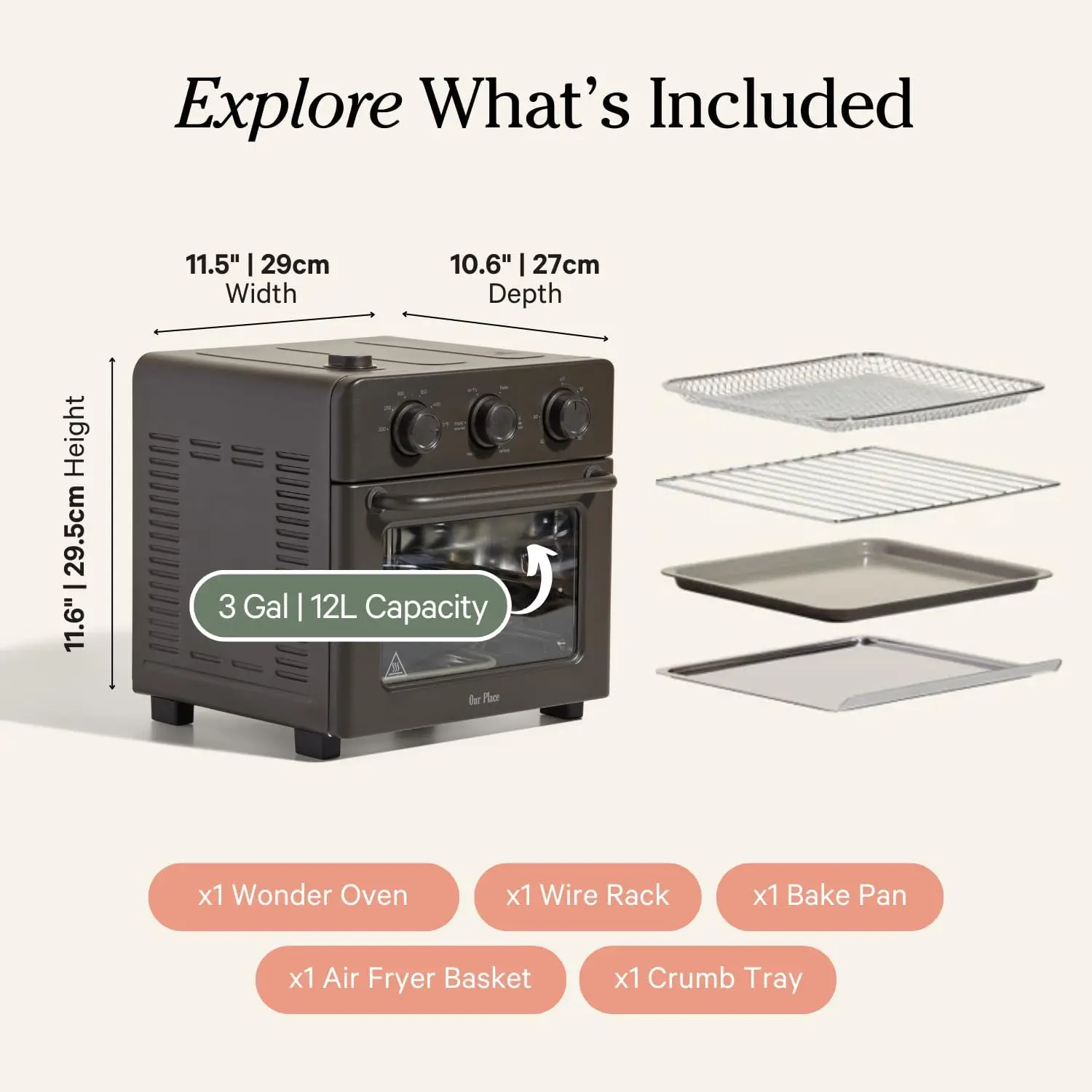 فرن عجب | مقلاة هوائية وفرن محمصة 6 في 1 مع ضخ بخاري | مدمج، صديق للكونترتوب، تسخين سريع، متعدد #6