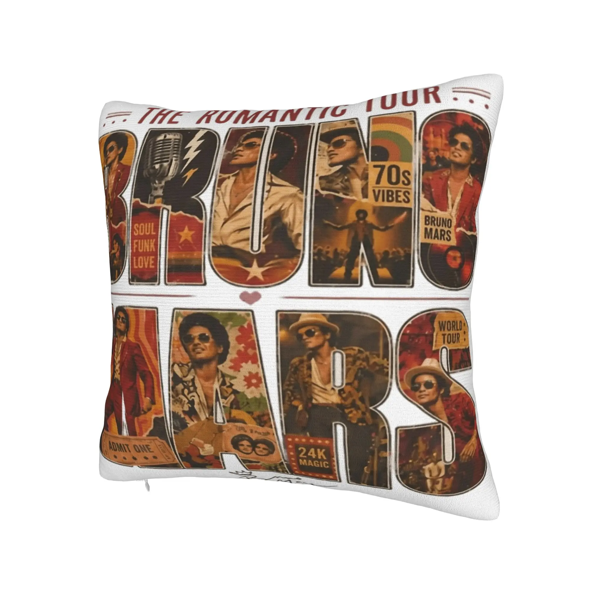 Decorative Pillow Cover Bruno Mars Romantic Tour 2026 Merch Sofa  Throw Pillow Case Cover Square Multiple Sizes