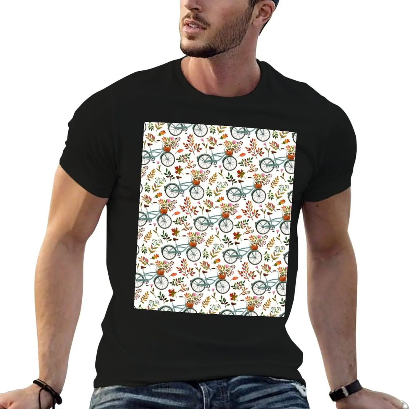 Autumn bike ride on white background T-Shirt Work Comfort T-Shirt for Men