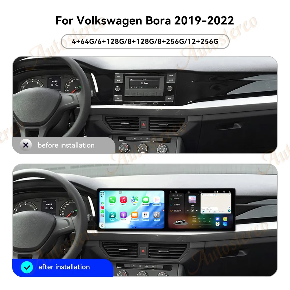 

10.1 Dual Screen Android 15 Vertical Style Screen For Volkswagen Bora 2019-2022 Car GPS Navigation Multimedia Player Head Unit