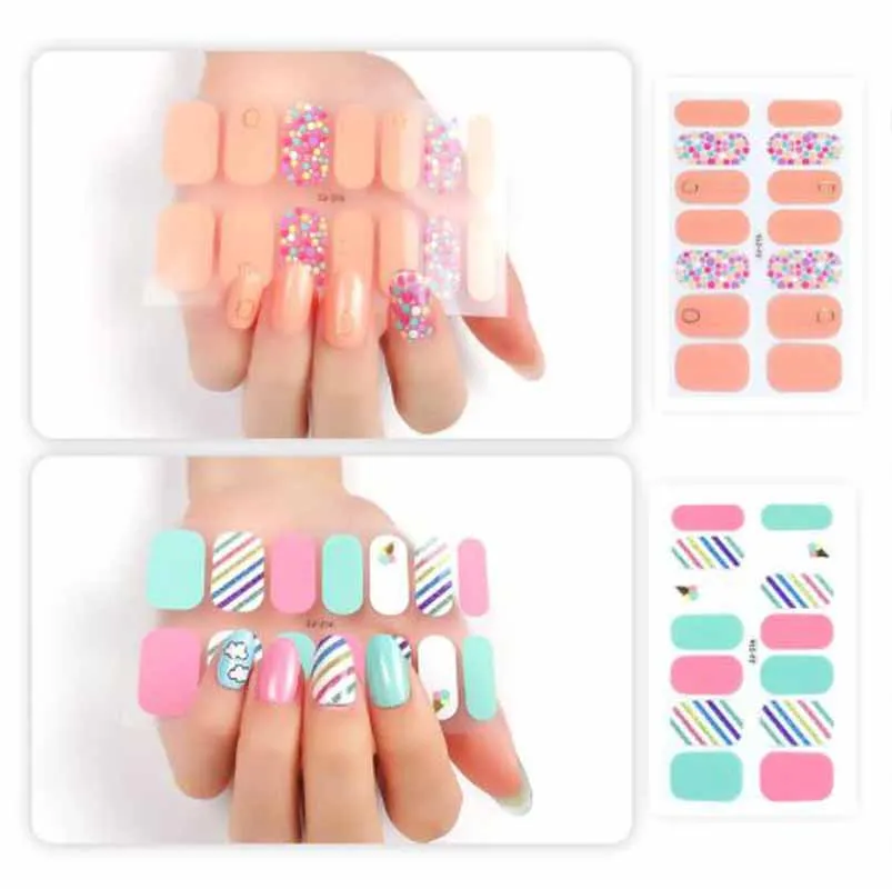 3D Nail Stickers Creative Adhesive Nail Art Decal Manicure Decorations Nail Polish Full Cover Press On Nail Strips Drop Shipping