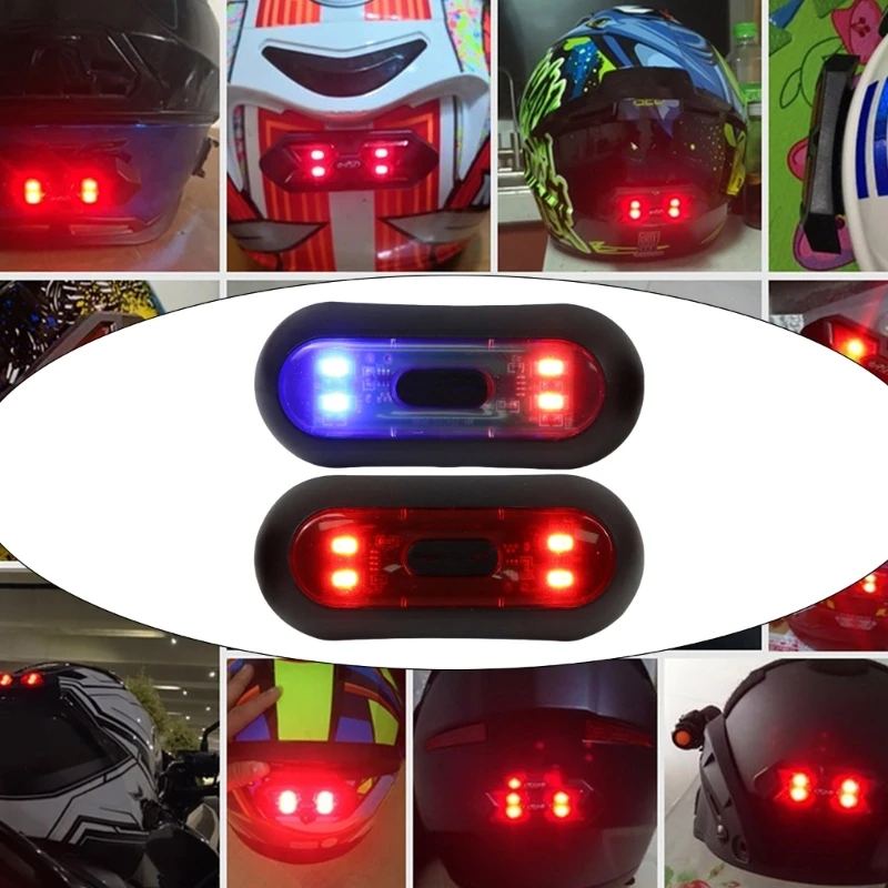 Rechargeable LED Helmets Light Safety Warning Rear Lamp for Motorcycle Riders Cyclists Waterproof Safety Flashing