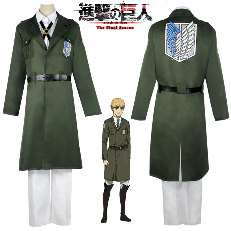 

Anime AOT Cosplay Levi Costume Shingek No Kyojin Scouting Legion Soldier Coat Trench Jacket Uniform Halloween Outfits