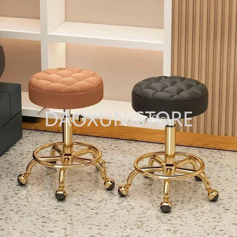 Golden Small Hairdressing Chair Rotating Portable Styling Portable Barber Chair Aesthetic Coiffeur Stuhl Salon Furniture MQ50BC