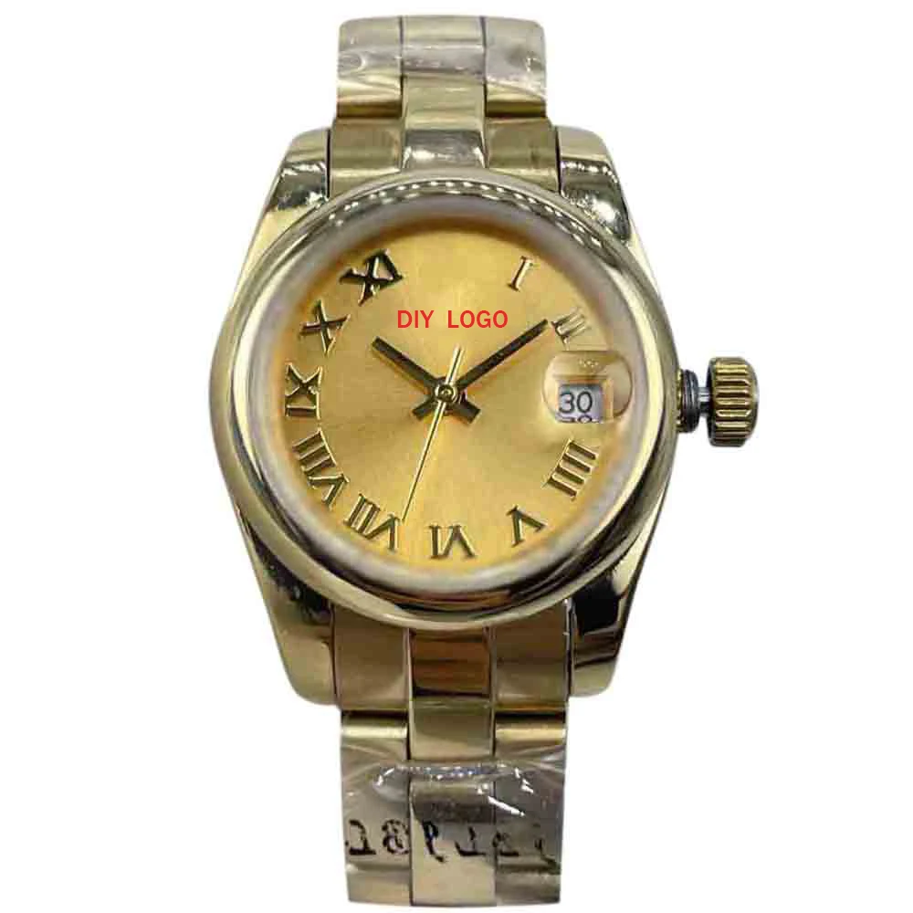 Customized logo26mm Fashionable women's mechanical watch,high-quality steel ring, Roman digital calendar window, for Lady's best