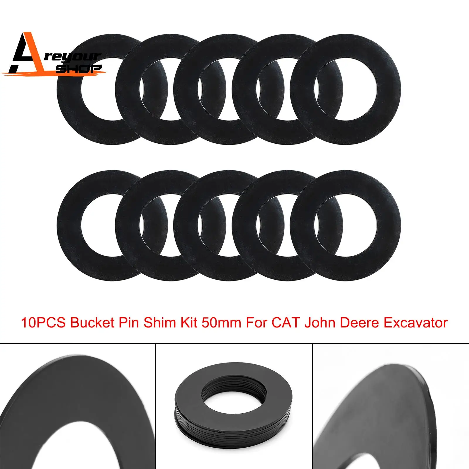 50MM Excavator Bucket Pin Shims Kit for Skid Steer Cat Bobcat John Deere