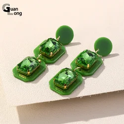 GuanLong New Korean Big Crystal Drop Earrings For Women 2023 Long Resin Dangle Earring Grils Geometric Colorful Trendy Jewelry