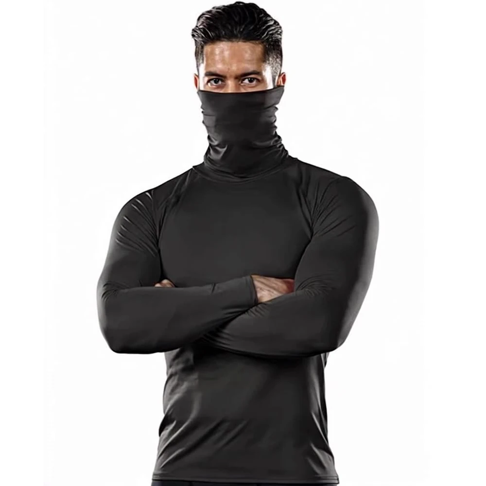New Men's Long-sleeved Cycling Jersey Quick Dry Breathable Spring Bicycle Jersey Racing Clothing MTB Jersey Man With Face Shield