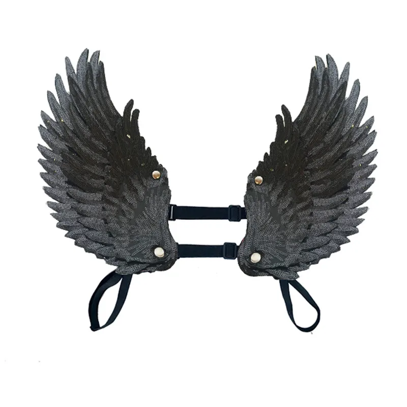 Gold Black Sequins Wings Shoulders Nightclub Stage Accessories Men Women Holiday Party Performance Props