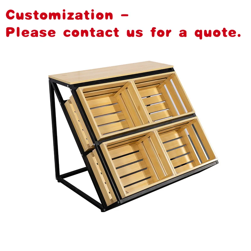 Rak Supermarket, Rak Buah Sayur, Rak Makanan Lantai Kayu, Peralatan Toko Swalayan Custom.OEM ODM