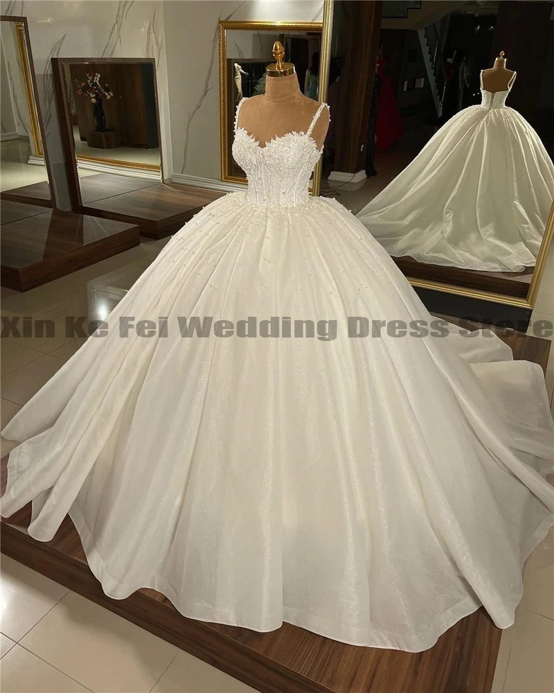 Gorgeous Women's Wedding Dresses Shiny Bead String Elegant Sweetheart A-Line Princess Bridal Gowns Formal Beach Party Plus Size