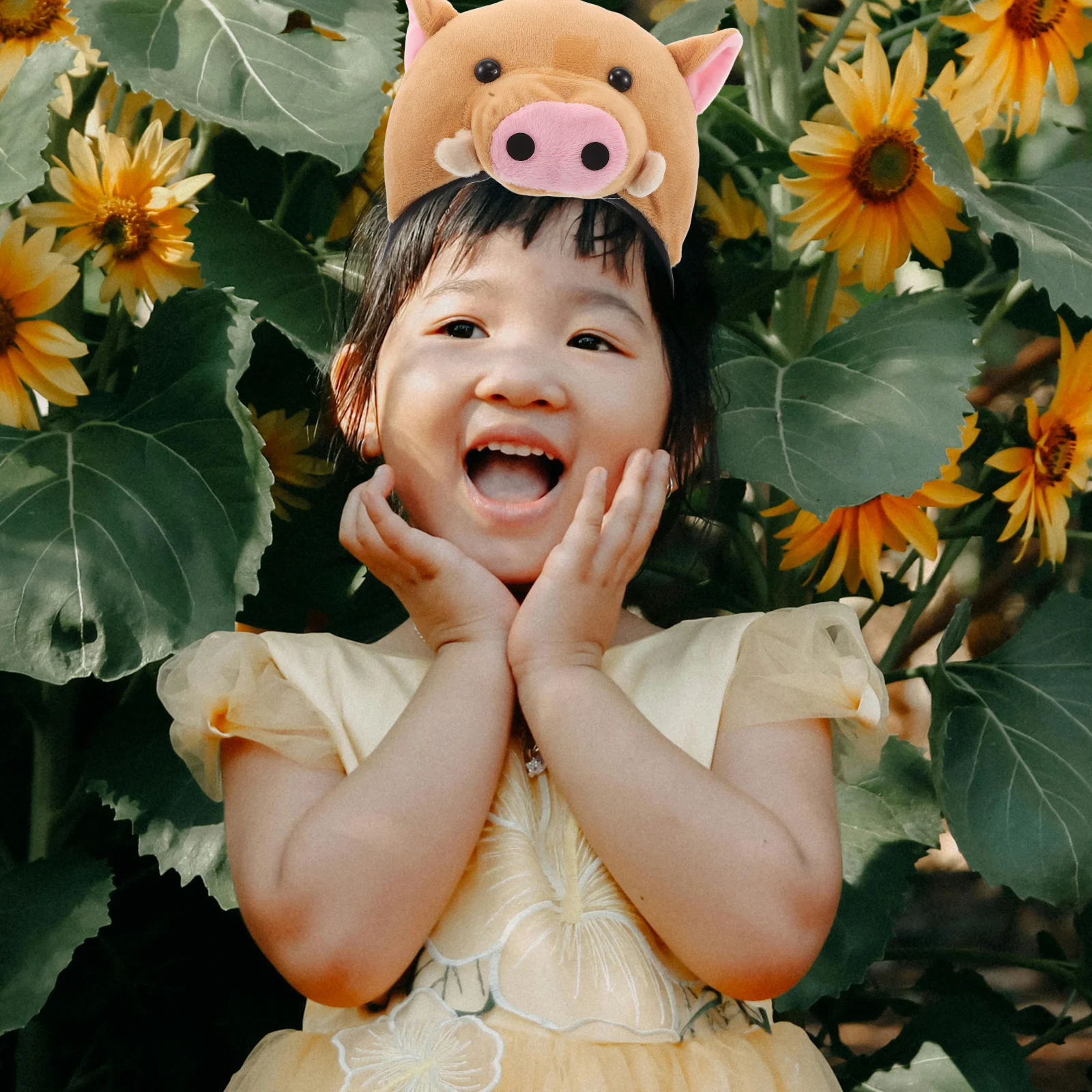 أطفال لطيف خنزير عقال القماش الناعم حفلة تأثيري حلي الكرتون هيرباند آذان الحيوان الدعامة الحيوان رباطات الكرتون غطاء الرأس #1