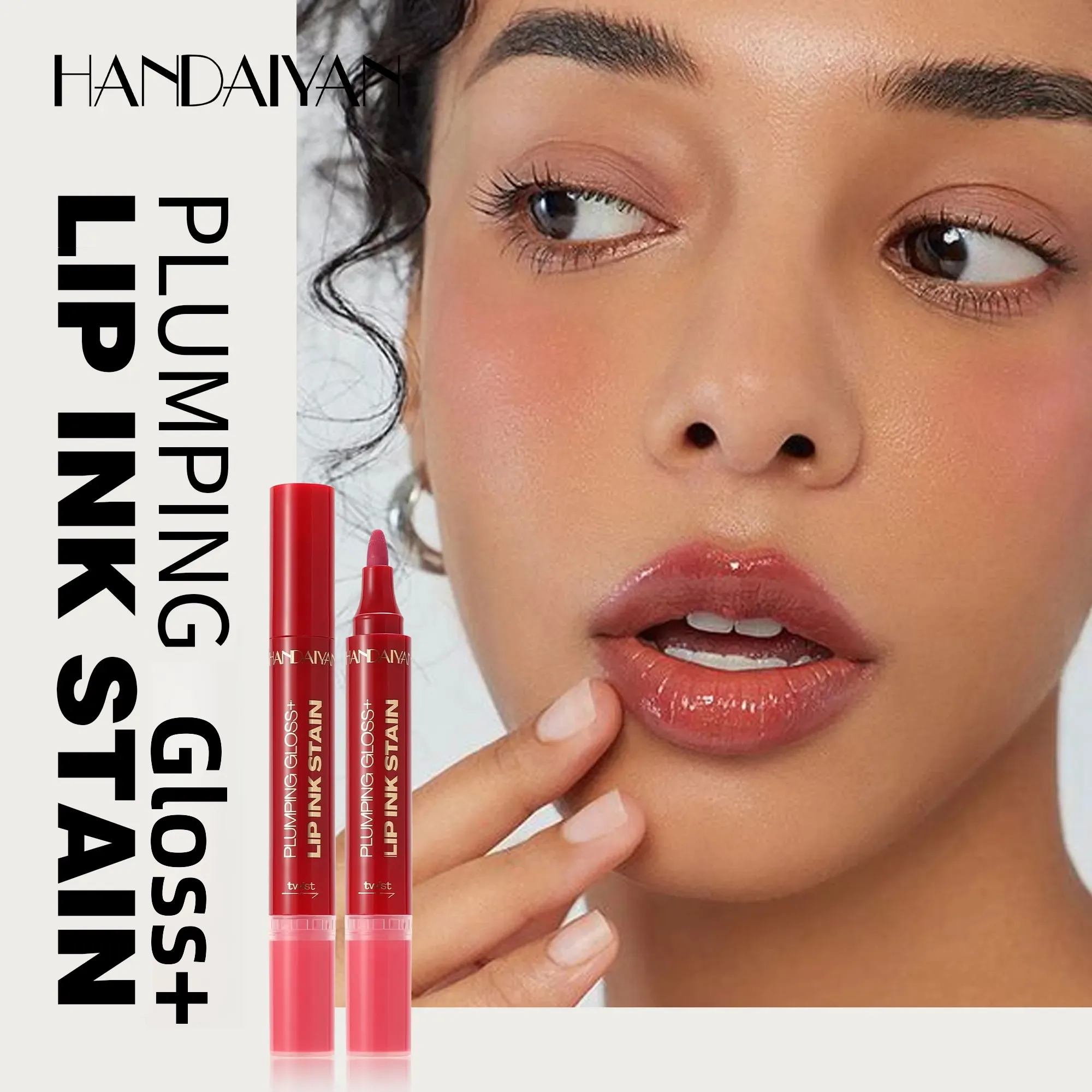 Lápis labial forro líquido cabeça dupla 2 em 1 tinta à prova d'água óleo nude brilho gordo espelho hidratante duradouro