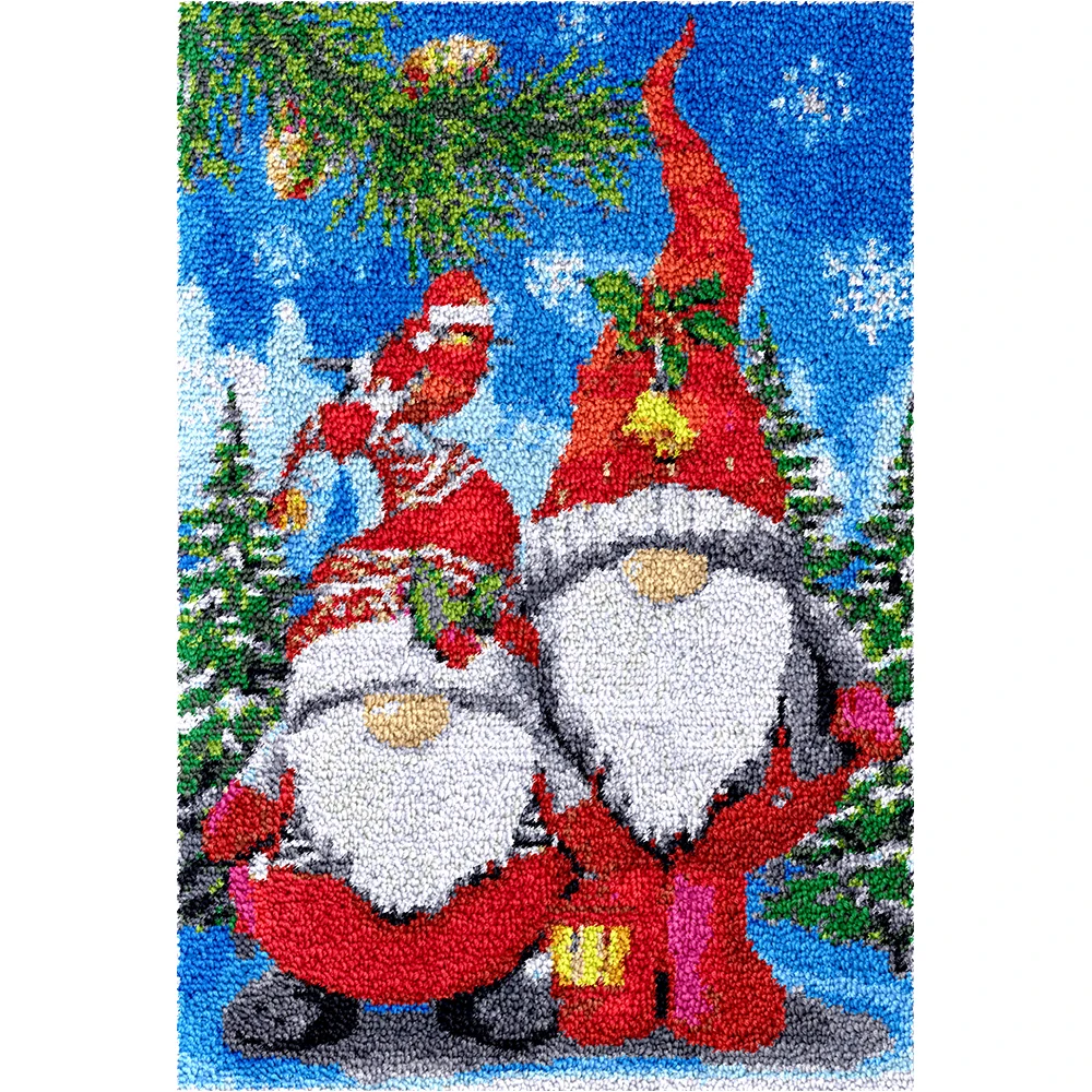 

Latch hook rug kits with Preprinted Canvas Santa Claus Pattern DIY rug making kit for adult Christmas decoration Tapestry