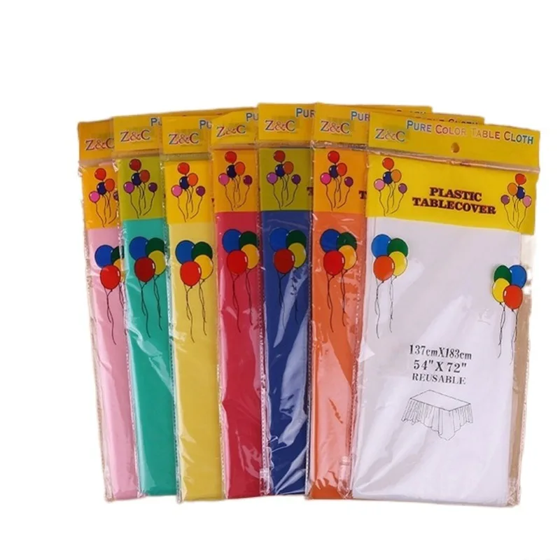 Mantel desechable de Color sólido para niños, suministros de mantel para fiesta de boda, feliz cumpleaños, blanco, negro, rojo y amarillo, 137x183cm